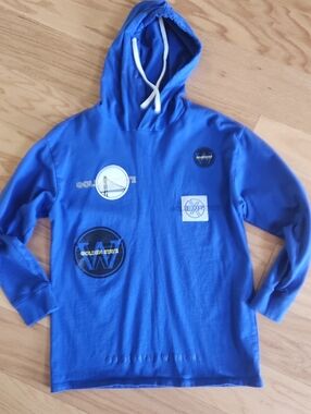 Express Blue Hoodie Long Sleeves with Golden State Warriors Logo Small